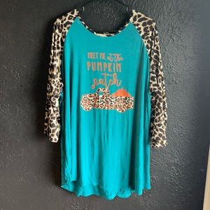 Southern Stitch Leopard Pumpkin Tunic